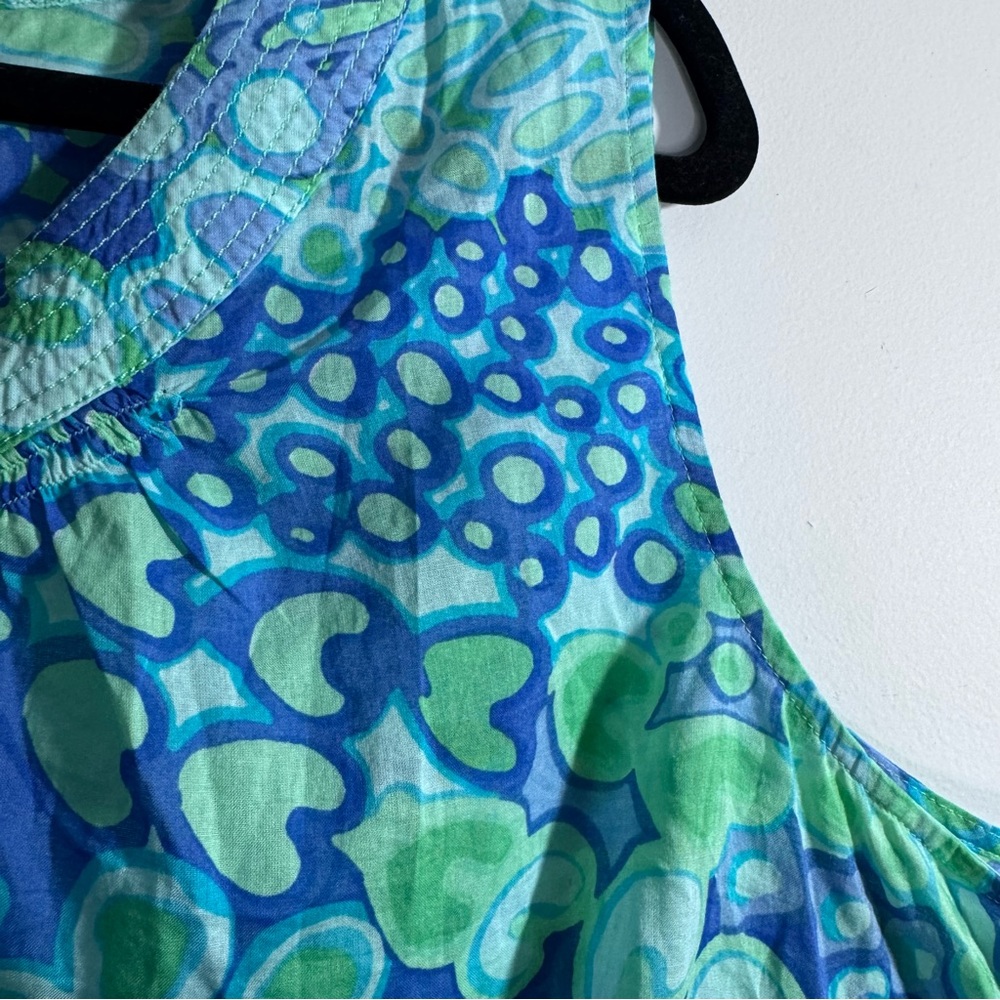 Talbots Womens 20W Blue Green Print Sleeveless Cotton Blouse NWT - Picture 2 of 5